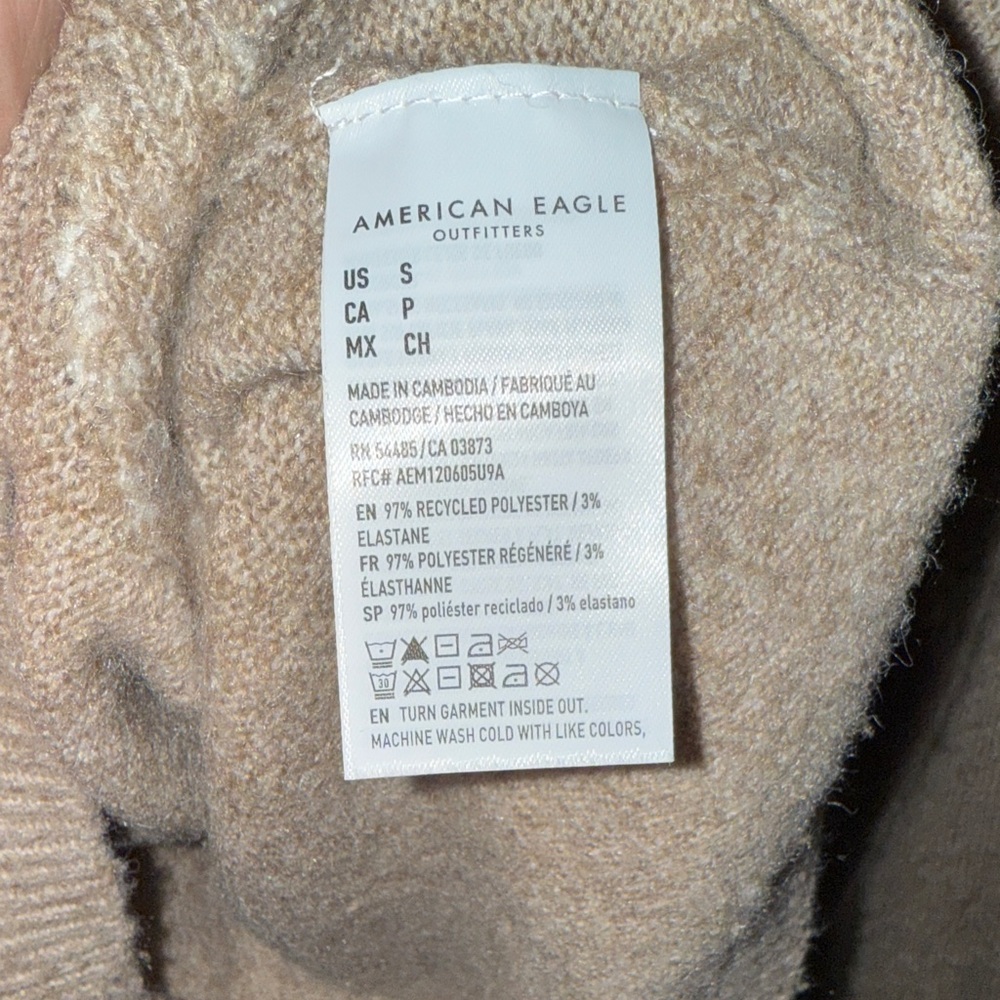 American Eagle Outfitters Brown V-Neck Sweater with White Bow - Picture 3 of 9